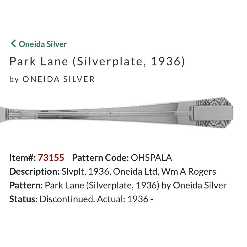 Oneida Silver Park Lane Teaspoons Wm A Rogers Silverplate 1936 Set of 6 Vintage